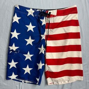 Hang Ten Mens American Flag Board Shorts Size 34